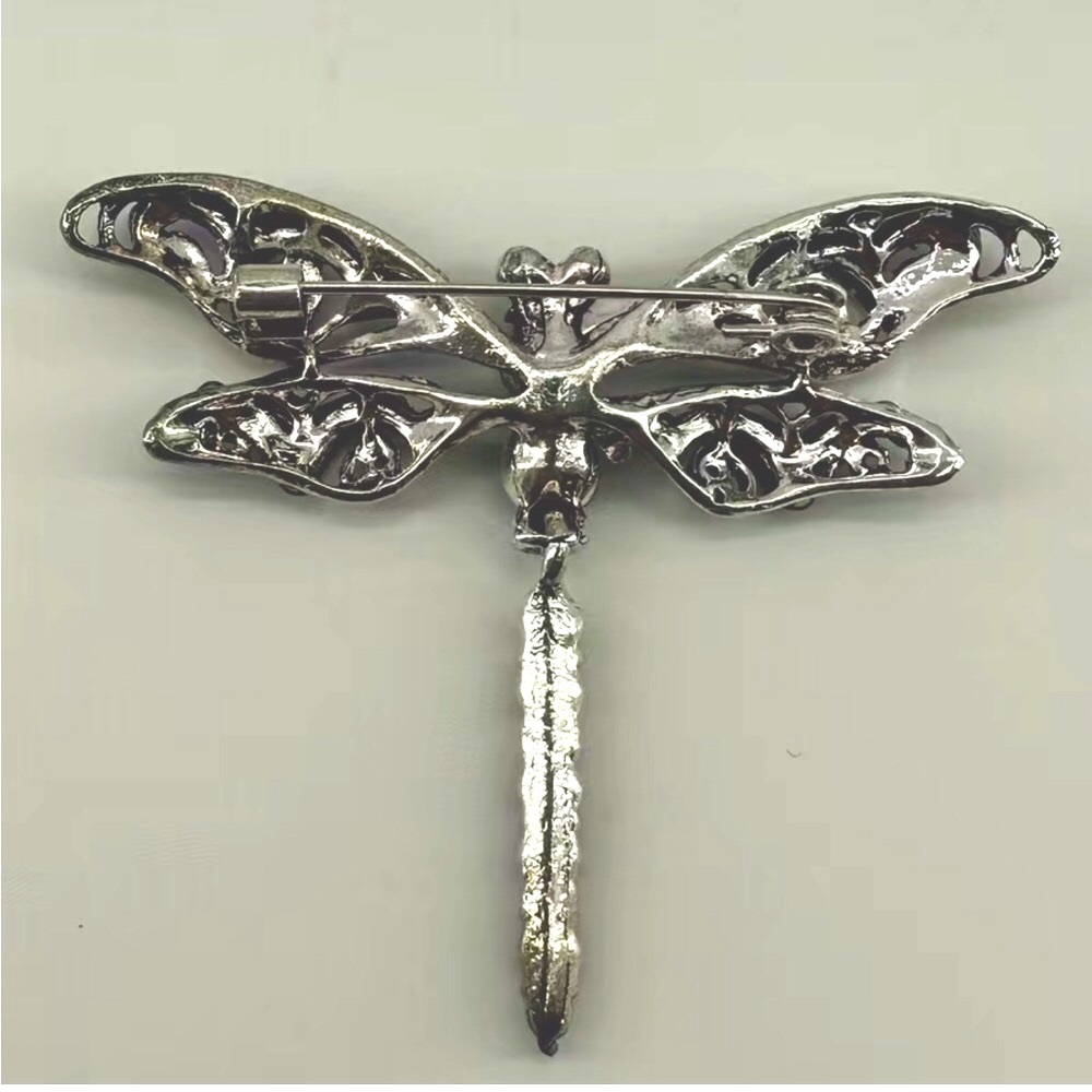 Turquoise / Blue Dragonfly Rhinestone Brooch - Picture 4 of 8